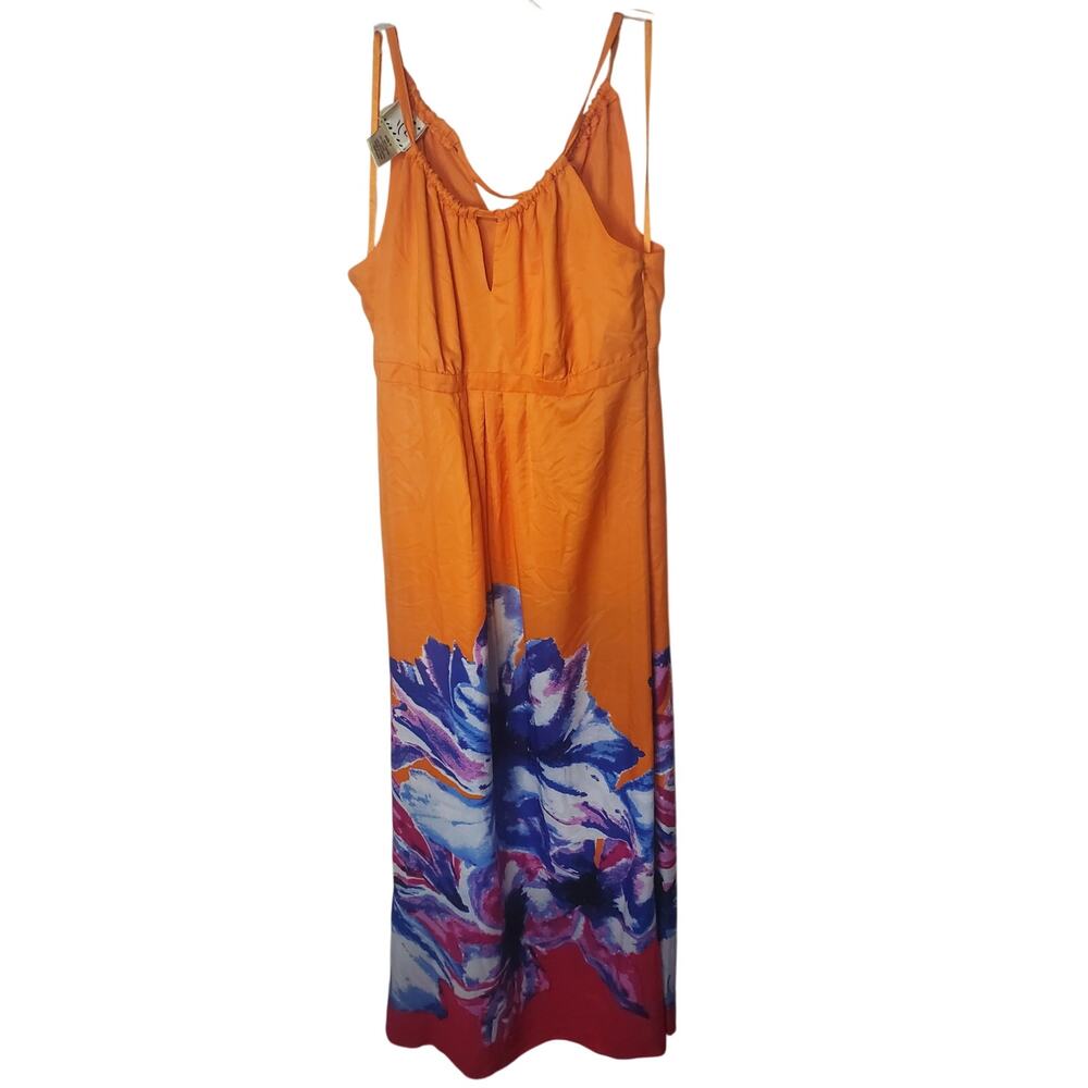 Vintage ICE 90s Maxi Dress, Orange, Tie Back, Size 8